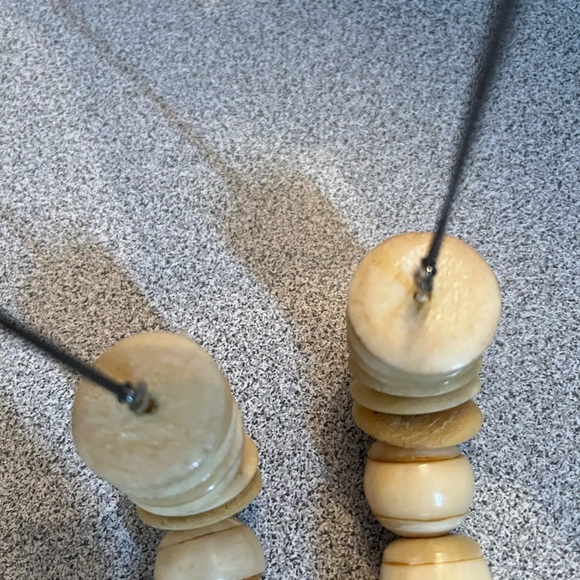 Vintage Large Beige Cream Toned Beads On 925 Silver Chain - Picture 10 of 10